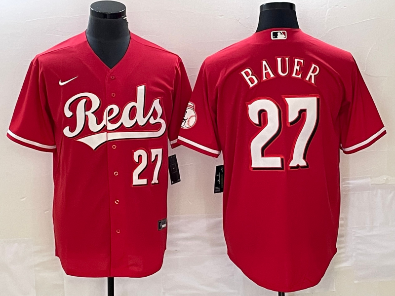 Men's Cincinnati Reds Trevor Bauer #27 Red Baseball Jersey